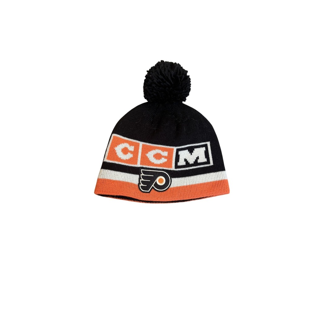 Vintage Philadelphia Flyers Hat Beanie Mens One Size Black Orange NHL Hockey CCM